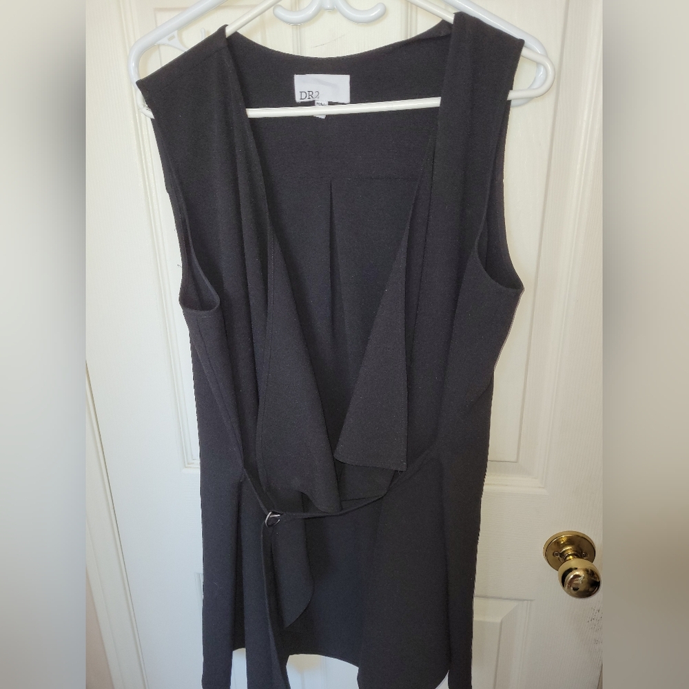 Black Belted Drapey Vest By "DR2" SIZE LARGE